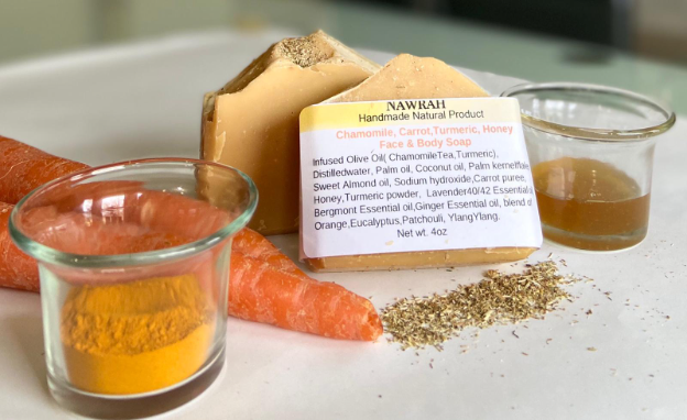 chamomile, carrot, honey and turmeric soap